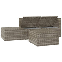 Thumbnail for 4-tlg. Garten-Lounge-Set mit Kissen Grau Poly Rattan