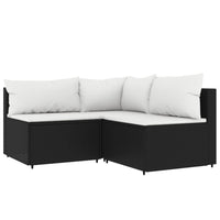 Thumbnail for 3-tlg. Garten-Lounge-Set mit Kissen Schwarz Poly Rattan