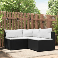 Thumbnail for 3-tlg. Garten-Lounge-Set mit Kissen Schwarz Poly Rattan