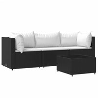 Thumbnail for 4-tlg. Garten-Lounge-Set mit Kissen Schwarz Poly Rattan