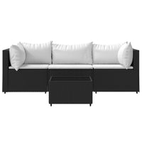 Thumbnail for 4-tlg. Garten-Lounge-Set mit Kissen Schwarz Poly Rattan