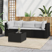 Thumbnail for 4-tlg. Garten-Lounge-Set mit Kissen Schwarz Poly Rattan