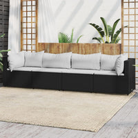 Thumbnail for 4-tlg. Garten-Lounge-Set mit Kissen Schwarz Poly Rattan
