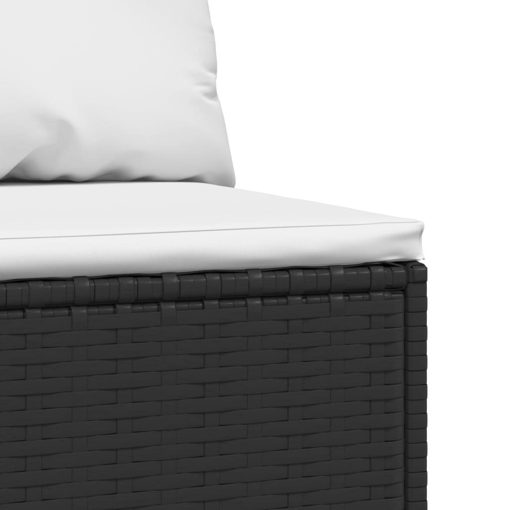 Garten-Mittelsofa mit Kissen Schwarz Poly Rattan