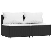 Thumbnail for Garten-Mittelsofas mit Kissen 2 Stk. Schwarz Poly Rattan