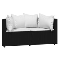 Thumbnail for 3-tlg. Garten-Lounge-Set mit Kissen Schwarz Poly Rattan