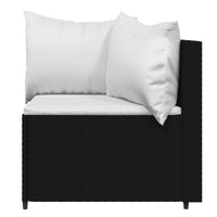 Thumbnail for 3-tlg. Garten-Lounge-Set mit Kissen Schwarz Poly Rattan