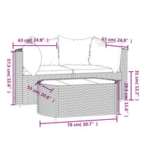 Thumbnail for 3-tlg. Garten-Lounge-Set mit Kissen Schwarz Poly Rattan