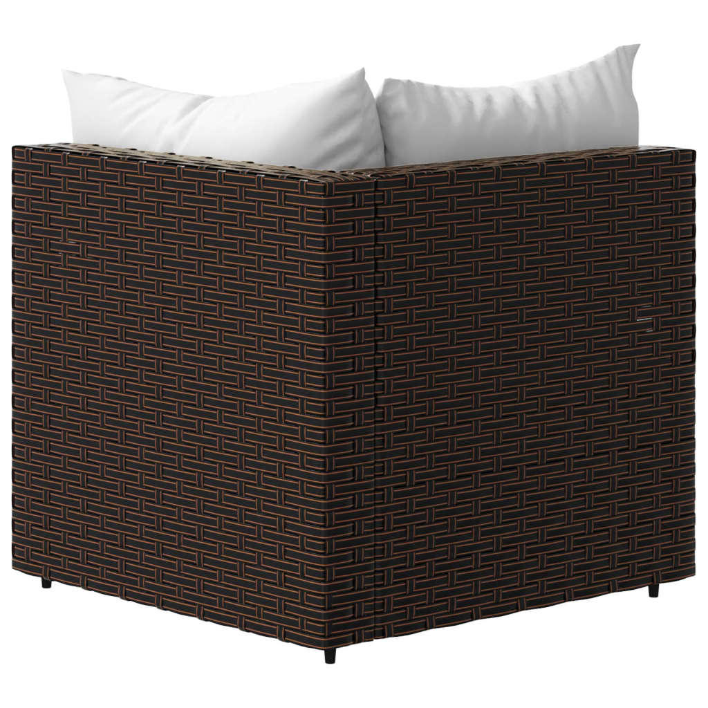 Garten-Ecksofa mit Kissen Braun Poly Rattan