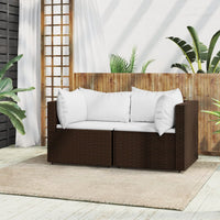 Thumbnail for Garten-Ecksofas mit Kissen 2 Stk. Braun Poly Rattan