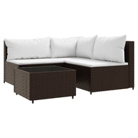 Thumbnail for 4-tlg. Garten-Lounge-Set mit Kissen Braun Poly Rattan