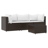 Thumbnail for 4-tlg. Garten-Lounge-Set mit Kissen Braun Poly Rattan
