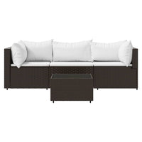Thumbnail for 4-tlg. Garten-Lounge-Set mit Kissen Braun Poly Rattan