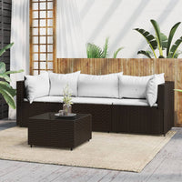 Thumbnail for 4-tlg. Garten-Lounge-Set mit Kissen Braun Poly Rattan