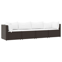 Thumbnail for 4-tlg. Garten-Lounge-Set mit Kissen Braun Poly Rattan