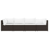 Thumbnail for 4-tlg. Garten-Lounge-Set mit Kissen Braun Poly Rattan