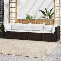 Thumbnail for 4-tlg. Garten-Lounge-Set mit Kissen Braun Poly Rattan