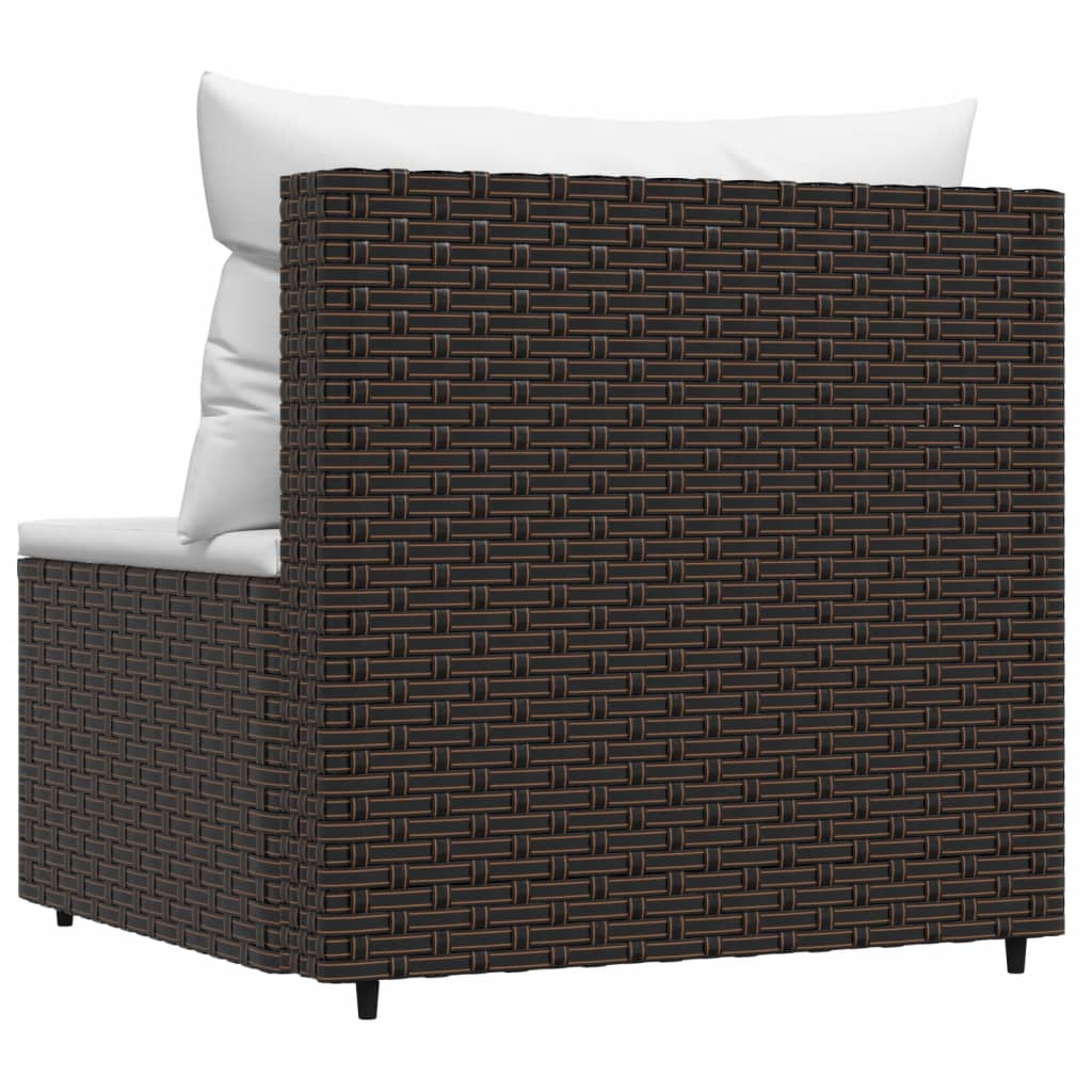 Garten-Mittelsofa mit Kissen Braun Poly Rattan