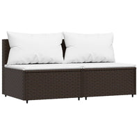 Thumbnail for Garten-Mittelsofas mit Kissen 2 Stk. Braun Poly Rattan