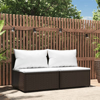 Thumbnail for Garten-Mittelsofas mit Kissen 2 Stk. Braun Poly Rattan