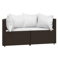 Thumbnail for Garten-Ecksofas mit Kissen 2 Stk. Braun Poly Rattan