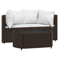 Thumbnail for 3-tlg. Garten-Lounge-Set mit Kissen Braun Poly Rattan