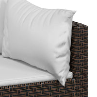 Thumbnail for 3-tlg. Garten-Lounge-Set mit Kissen Braun Poly Rattan