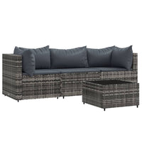 Thumbnail for 4-tlg. Garten-Lounge-Set mit Kissen Grau Poly Rattan