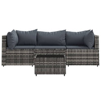 Thumbnail for 4-tlg. Garten-Lounge-Set mit Kissen Grau Poly Rattan