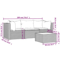 Thumbnail for 4-tlg. Garten-Lounge-Set mit Kissen Grau Poly Rattan