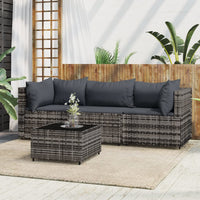 Thumbnail for 4-tlg. Garten-Lounge-Set mit Kissen Grau Poly Rattan