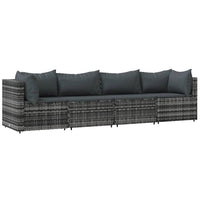 Thumbnail for 4-tlg. Garten-Lounge-Set mit Kissen Grau Poly Rattan