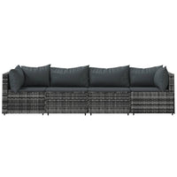 Thumbnail for 4-tlg. Garten-Lounge-Set mit Kissen Grau Poly Rattan