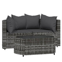 Thumbnail for 3-tlg. Garten-Lounge-Set mit Kissen Grau Poly Rattan