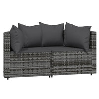 Thumbnail for 3-tlg. Garten-Lounge-Set mit Kissen Grau Poly Rattan
