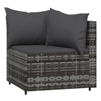 Thumbnail for 3-tlg. Garten-Lounge-Set mit Kissen Grau Poly Rattan