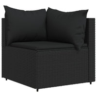 Thumbnail for 3-tlg. Garten-Lounge-Set mit Kissen Schwarz Poly Rattan