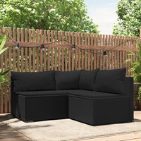 Thumbnail for 3-tlg. Garten-Lounge-Set mit Kissen Schwarz Poly Rattan