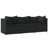 Thumbnail for 3-tlg. Garten-Lounge-Set mit Kissen Schwarz Poly Rattan