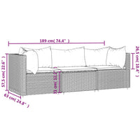 Thumbnail for 3-tlg. Garten-Lounge-Set mit Kissen Schwarz Poly Rattan