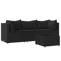 Thumbnail for 4-tlg. Garten-Lounge-Set mit Kissen Schwarz Poly Rattan