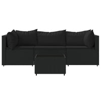 Thumbnail for 4-tlg. Garten-Lounge-Set mit Kissen Schwarz Poly Rattan
