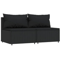 Thumbnail for 3-tlg. Garten-Lounge-Set mit Kissen Schwarz Poly Rattan