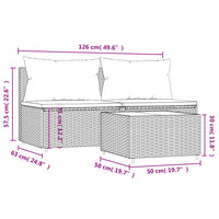 Thumbnail for 3-tlg. Garten-Lounge-Set mit Kissen Schwarz Poly Rattan