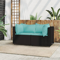 Thumbnail for Garten-Ecksofas mit Kissen 2 Stk. Schwarz Poly Rattan