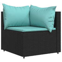 Thumbnail for 3-tlg. Garten-Lounge-Set mit Kissen Schwarz Poly Rattan