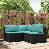 Thumbnail for 3-tlg. Garten-Lounge-Set mit Kissen Schwarz Poly Rattan