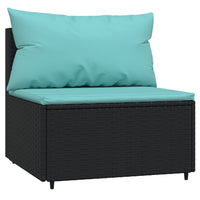 Thumbnail for 3-tlg. Garten-Lounge-Set mit Kissen Schwarz Poly Rattan