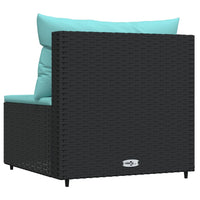 Thumbnail for Garten-Mittelsofa mit Kissen Schwarz Poly Rattan