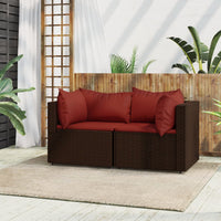 Thumbnail for Garten-Ecksofas mit Kissen 2 Stk. Braun Poly Rattan